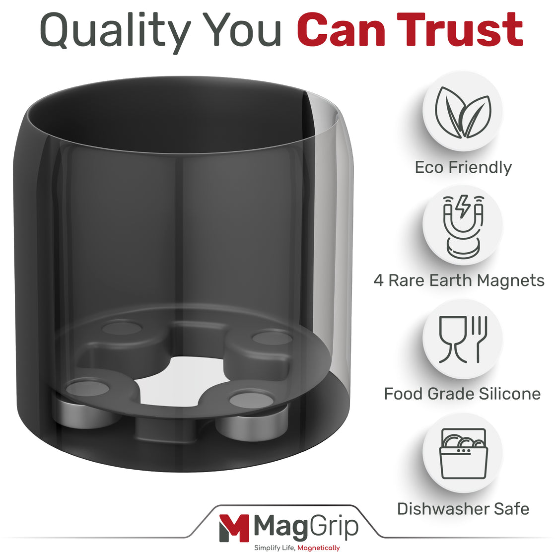 MagGrip Magnetic Silicone Spice Jar Grips - Black