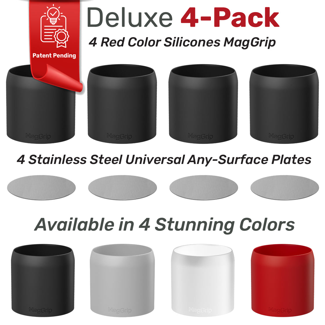 MagGrip Magnetic Silicone Spice Jar Grips - Black