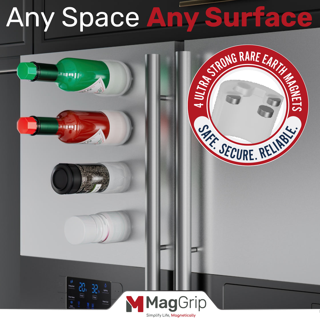 MagGrip Magnetic Silicone Spice Jar Grips - Clear