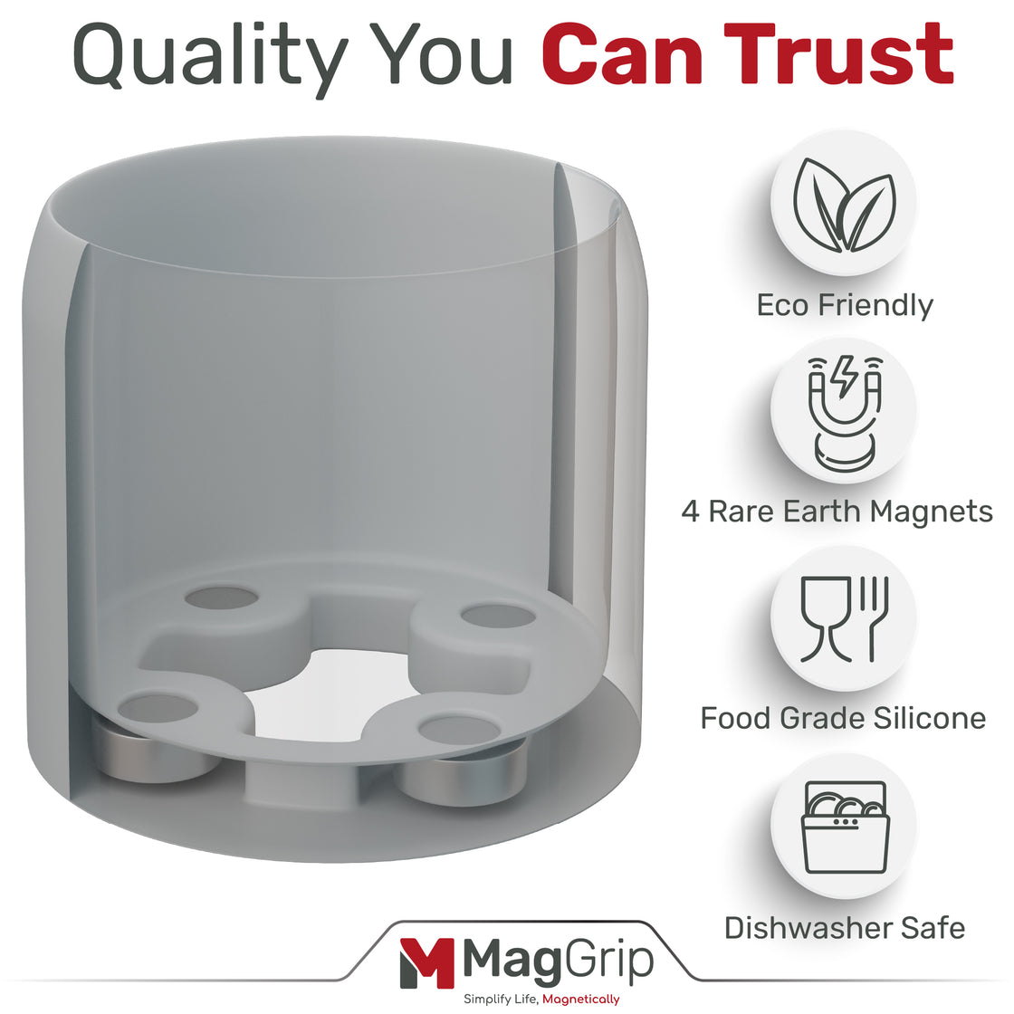MagGrip Magnetic Silicone Spice Jar Grips - Gray