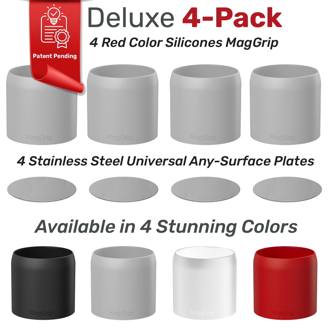 MagGrip Magnetic Silicone Spice Jar Grips - Gray