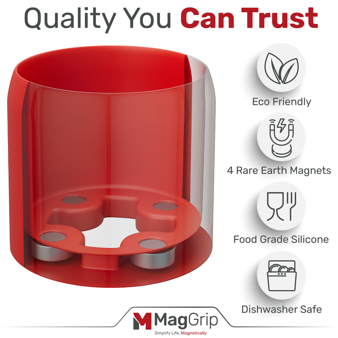 MagGrip Magnetic Silicone Spice Jar Grips - Red