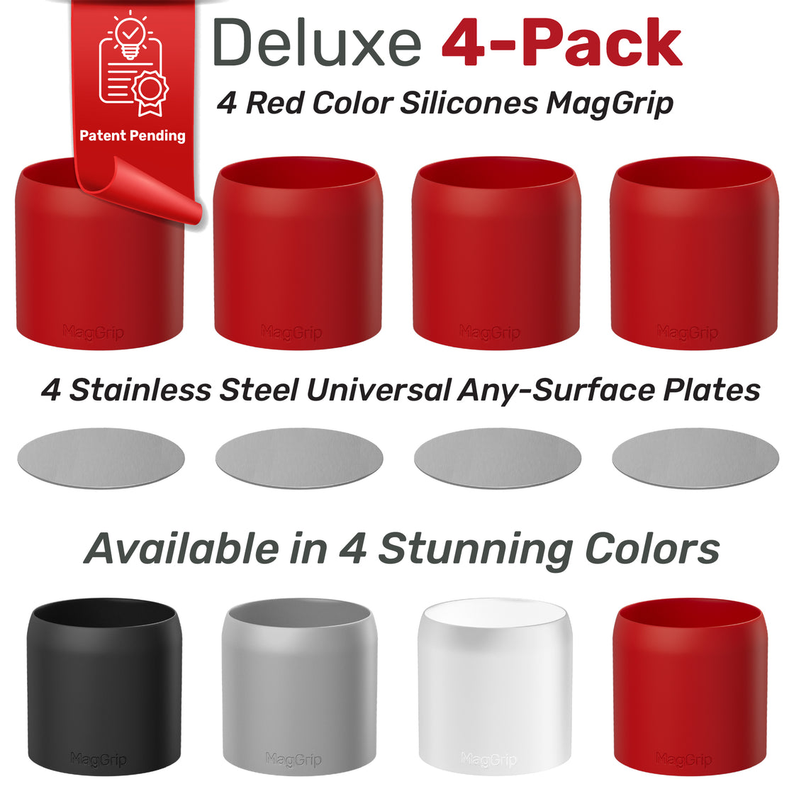 MagGrip Magnetic Silicone Spice Jar Grips - Red