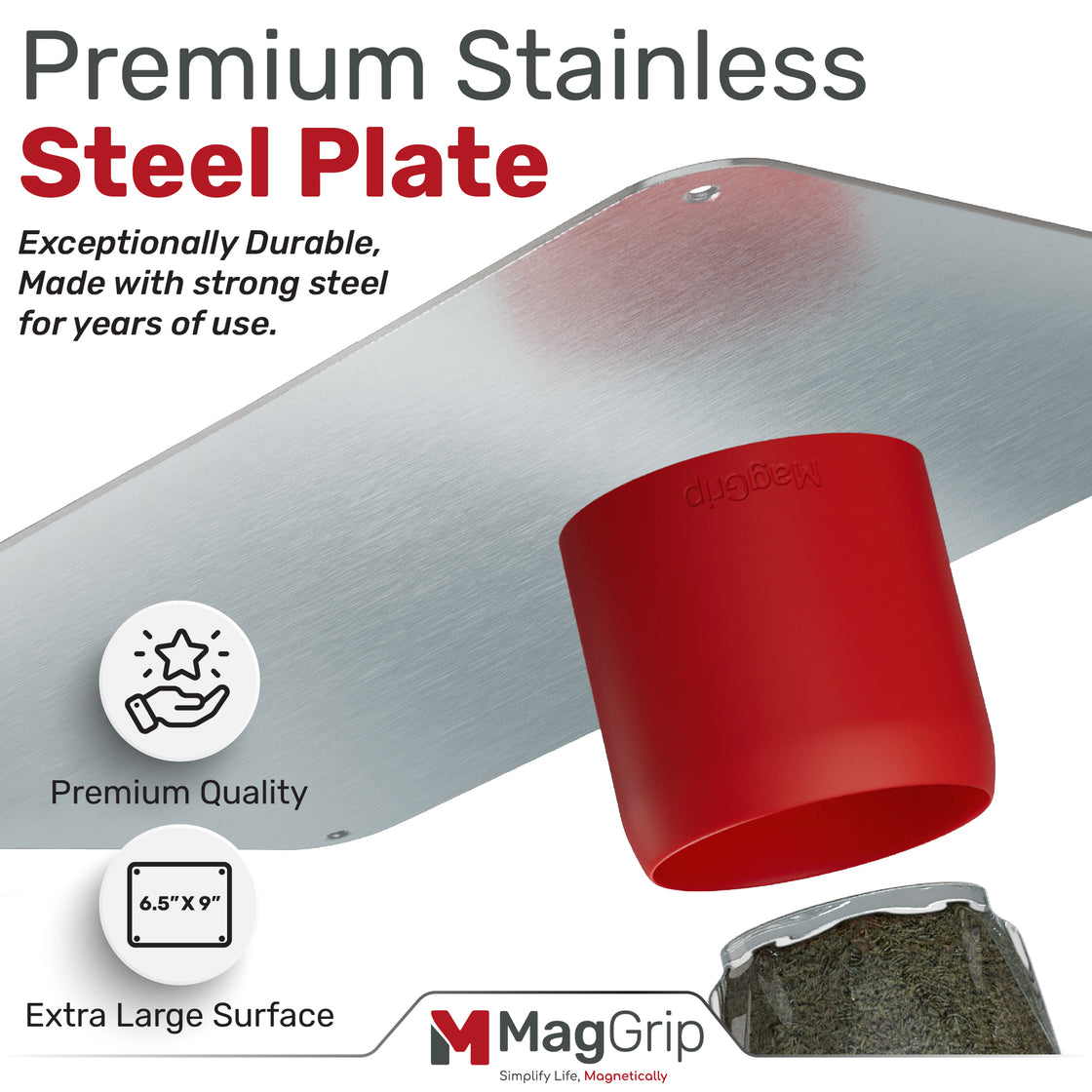 GripPlate Stainless Steel Plate for MagGrip Spice Jar Grips