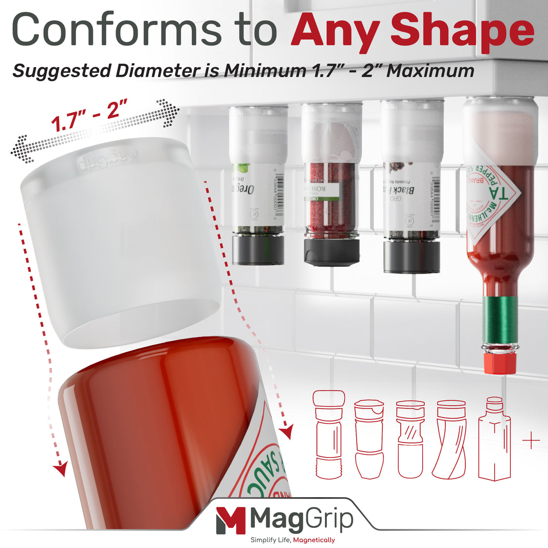 MagGrip Magnetic Silicone Spice Jar Grips - Clear